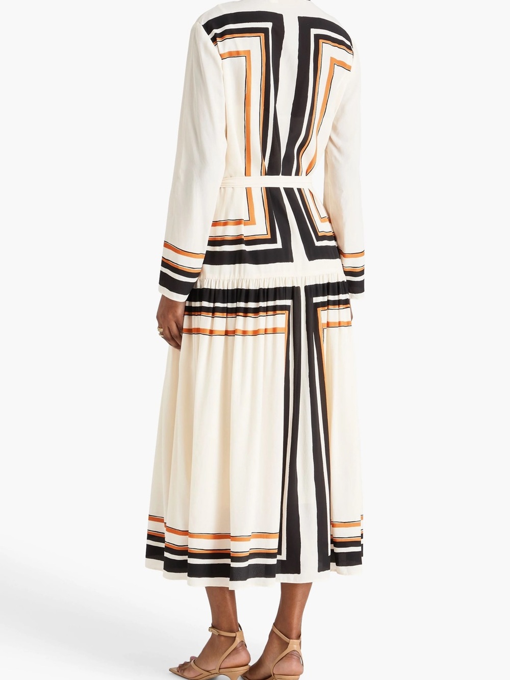 Zimmermann striped tie neck print crepe de chine midi dress size 1 - Picture 3 of 9